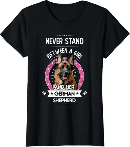 Vista 50 de Never Stand Between A Girl and Her German Shepherd T-Shirt Asphalt Grey