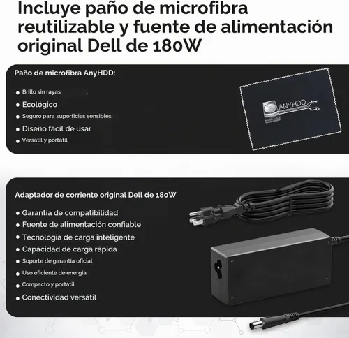 Vista 4 de Dell WD19TBS - Estación de carga Thunderbolt con adaptador de alimentación de CA de 180 W (entrega de potencia de 130 W) + cable HDMI + cable