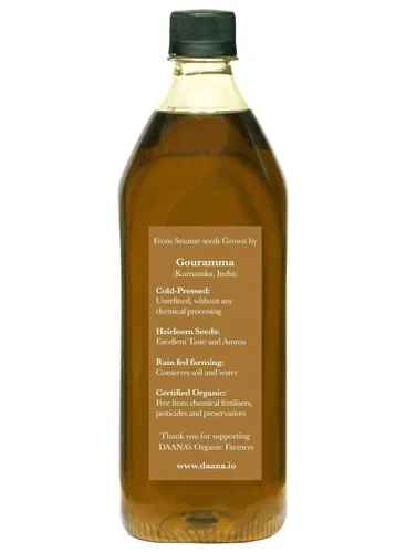 Vista 4 de Daana Aceite de sésamo: Certificado USDA ORGÁNICO, VIRGEN EXTRA, prensado en frío, 34 fl oz