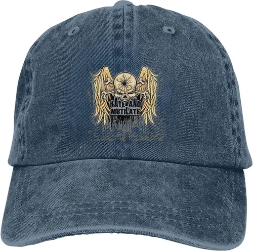 Vista 9 de Cowboy Hat Trendy Hats for Man and Women Djustable Four Season Outdoor Baseball Cap of Hell Skull with Angel Navy Blue