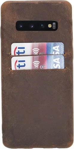 Vista 33 de HARDISTON Funda de piel auténtica hecha a mano para Samsung Galaxy Note 8, funda a presión con 2 ranuras para tarjetas de crédito, carga Marrón