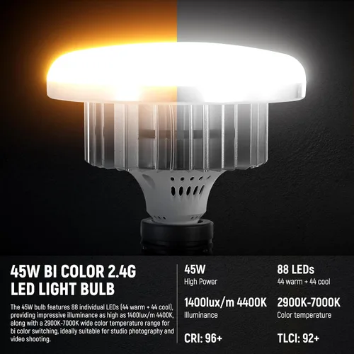Vista 4 de NEEWER Kit de iluminación de caja de luz equivalente a 900 W de 24 x 24 pulgadas con soportes de trípode, bombillas LED bicolor de 45 W de 2.4 G