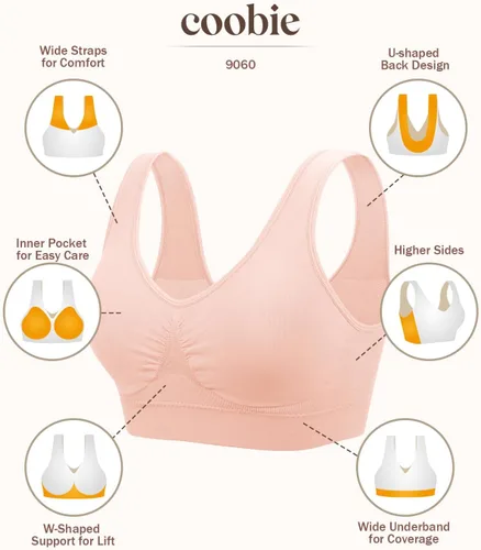 Vista 88 de Coobie Brasier sin costuras de cobertura completa para mujer con acolchado extraíble para mayor comodidad
