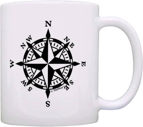 Vista 8 de Regalos de crucero, brújula náutica, brújula de senderismo, taza de café, regalos de aventura, regalo de viajeros, regalo al aire libre, taza