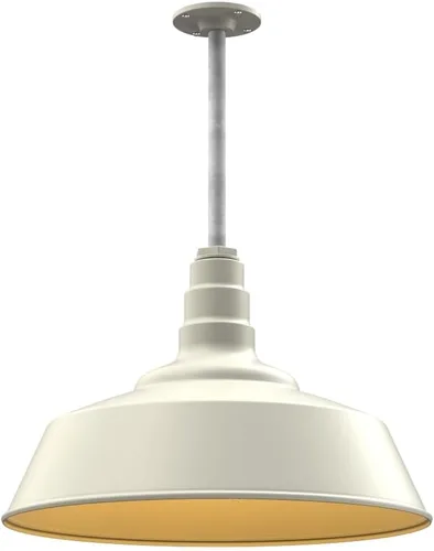 Vista 54 de Steel Lighting Co. Manhattan Warehouse Light Colgante montado en el techo Cúpula de 20 pulgadas vástago de 12 pulgadas Luz de granero
