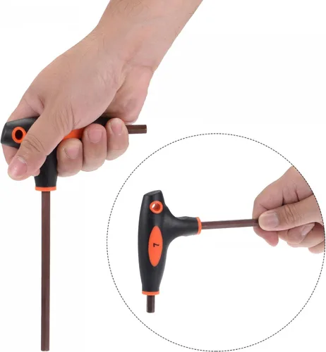Vista 4 de uxcell Llave inglesa con mango en T de llave hexagonal de extremo de bola de 0.079 in, acero métrico S2