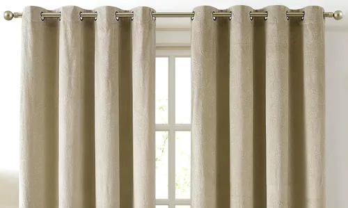 Vista 4 de Warm Home Designs Cortinas de terciopelo beige suave con diseño de damasco en relieve de 84 pulgadas de largo. Cortinas opacas de terciopelo