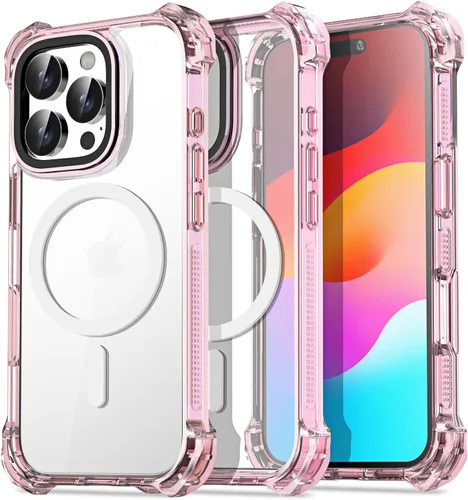 Vista 13 de AICase Funda Rebote Rosa Neón Brillante Compatible con iPhone 15, Transparente a Prueba de Impactos Resistente a Golpes Linda Femenina Adolescente