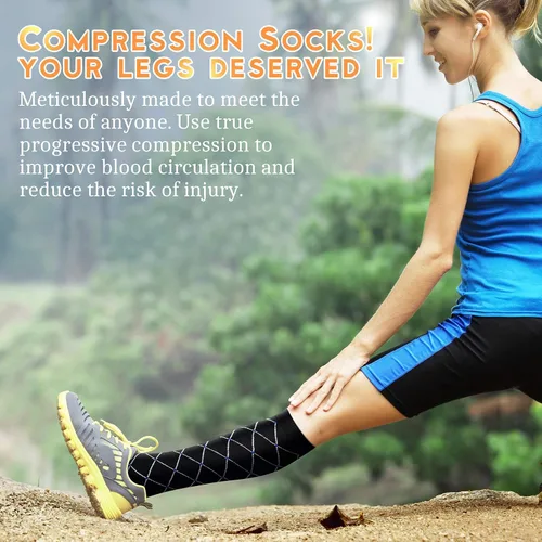 Vista 3 de QUXIANG Calcetines de compresión para mujeres y hombres de 15 a 20 mmHg, ideales para médicos, enfermería, correr, atletismo, venas varicosas, viajes