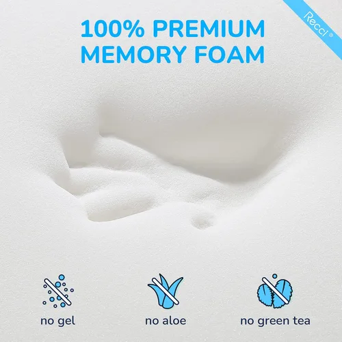 Vista 3 de RECCI - Colchón de espuma viscoelástica 100% pura de 2.0 in, Memory Foam, Blanco