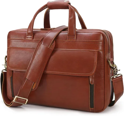 Vista 8 de Masa Kawa Maletín de Cuero para Hombre de 15.6", 17" para Computadora Portátil, Bolso de Negocios, Viaje, Trabajo, Mensajero, Bandolera, Bolso