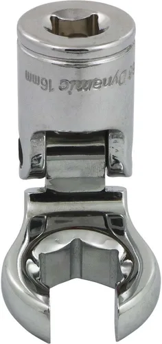 Vista 2 de Dynamic Tools D008760 3/8 "Drive Metric 0.394 in Flex Head con Crow Foot Flare Nut Socket, acabado cromado