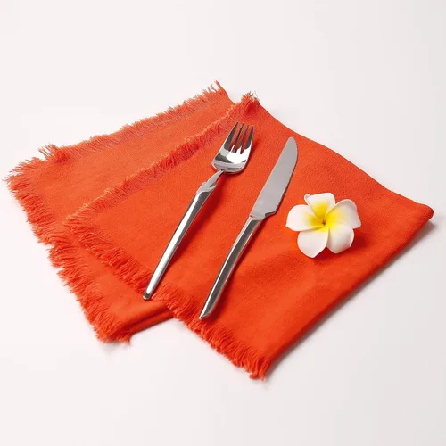 Vista 5 de Juego de 8 servilletas de tela de lino de algodón para el día de San Valentín, servilletas hechas a mano con flecos para bodas elegantes, Navidad