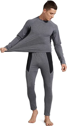 Vista 5 de Conjunto de ropa interior térmica para hombre de compresión suave capa base de forro polar para hombre para clima frío
