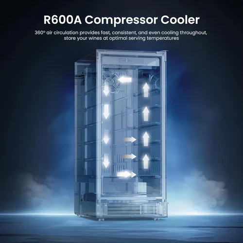 Vista 6 de Yeego Refrigerador de bebidas y mini refrigerador, enfriador de bebidas de 15 pulgadas con 80 latas de 34 a 54 °F, pequeño enfriador de cerveza