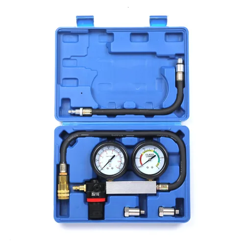 Vista 12 de Kit de comprobador de compresión de 8 piezas, medidor de presión de cilindro de motor de gasolina de 0-300 PSI, herramienta automotriz para Negro