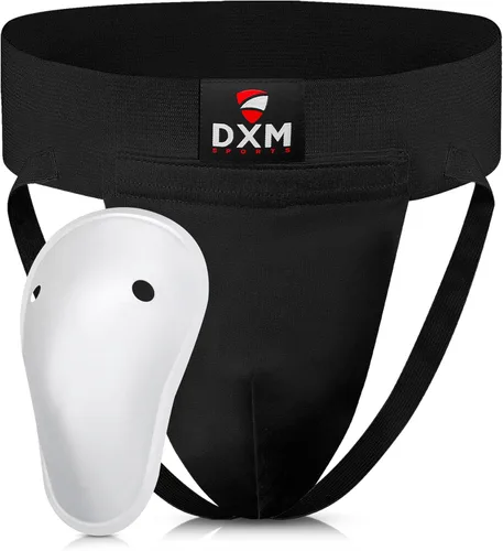 Vista 2 de DXM SPORTS Groin Protector Cup Men, Boxeo Kickboxing MMA Muay Thai Sparring Groin Guard, Ventilado Ajustable, Karate Fighting Training, Ropa
