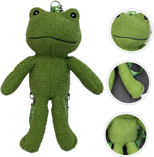 Vista 6 de SHERCHPRY mochila linda mochila 'mochilas lindo bolso de forma de rana bolsa de hombro de rana de felpa bolsa de mochila de felpa Bolsos de hombro