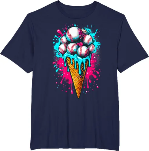Vista 42 de Camiseta de béisbol de acuarela de helado de béisbol