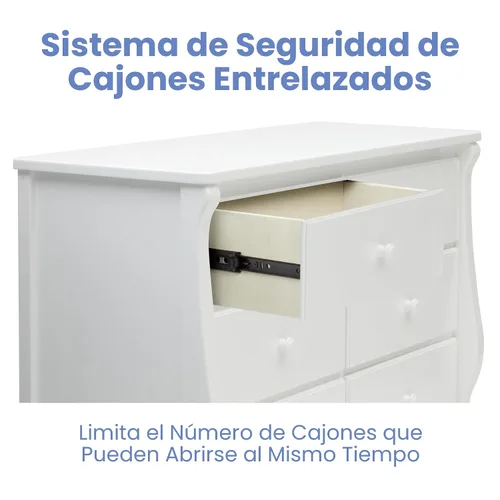 Vista 4 de Delta Children - Cómoda Universal de 6 cajones con cajones entrelazados, certificación Greenguard Gold, color blanco
