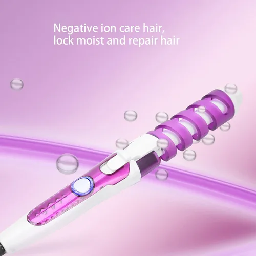 Vista 2 de Varita rizadora eléctrica para cabello - Varita espiral profesional para cabello ondulado - EE. UU
