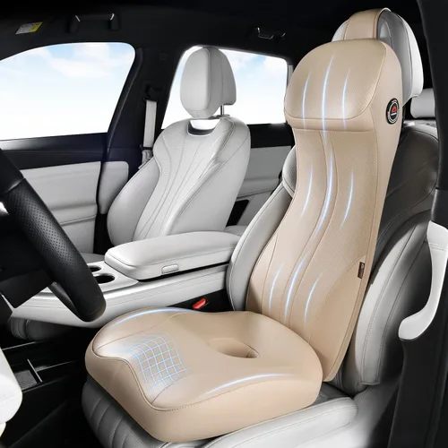 Vista 15 de Coverado Cojín para asiento de automóvil y almohada de apoyo lumbar, almohada ergonómica integrada de espuma viscoelástica para el cuello, cojín