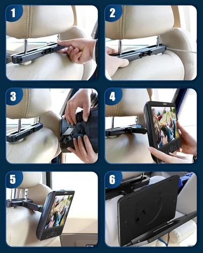 Vista 7 de WONNIE Dos reproductores de DVD de 10.5 pulgadas con pantalla dual para coche, reproductor de CD portátil, reproduce una misma o dos películas