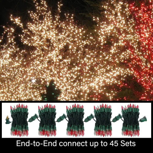 Vista 5 de LAMPHOME 100 Mini LED Cuenta Roja y Blanca Cálida - Cadena de Luces LED - 21.6 pies de luces LED de Navidad, Mini luces LED para decoración