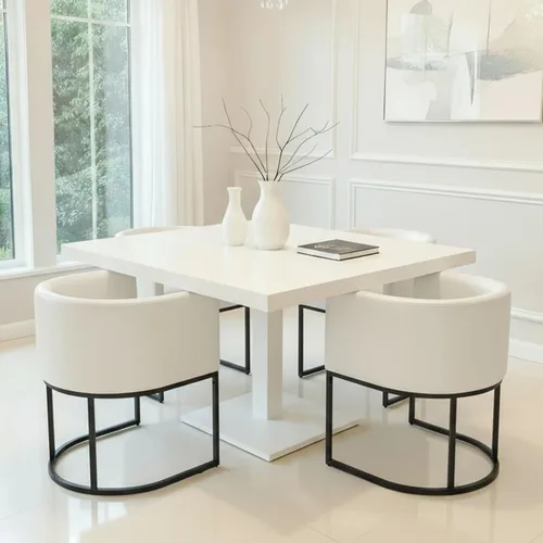 Vista 21 de HNY Silla de comedor moderna de mediados de siglo tapizada en forma de barril, negra, con brazos, silla de cocina y comedor de cuero, silla auxiliar