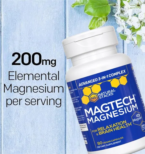 Vista 6 de Magtech - Paquete de cápsulas de magnesio y limonada - 3 formas de magnesio - Apoya la relajación y la salud cerebral* - 60 porciones totales