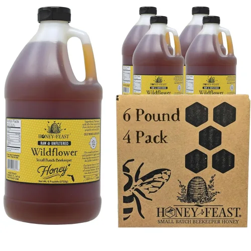 Vista 16 de HONEY FEAST 6 Libras de Miel en Granel Mezcla para Alergias - Vast American, Elaborada en Florida, Cruda y Sin Filtrar, Alto Contenido de Polen
