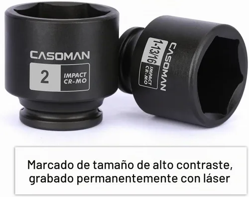 Vista 4 de CASOMAN Juego de dados de impacto de tuerca de eje de transmisión de 1/2 '', 6 puntos, CR-MO,1-13/16, 1-7/8, 1-15/16, 2 pulgadas, 4 piezas de 1/2