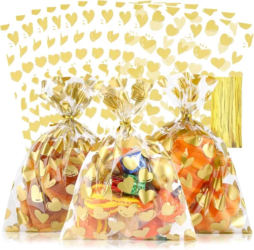 Vista 54 de 100 bolsas de regalo con estampado de estrellas de 3 x 5 pulgadas, bolsas de regalo de celofán, bolsas de regalo de celofán, bolsas de regalo