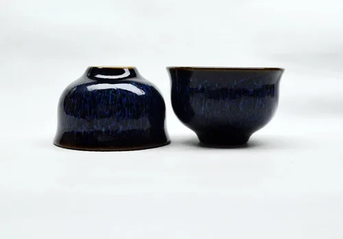 Vista 8 de Liang baobao Juego de 4 tazas de té de degustación, taza de té china de 2 onzas, pequeña (azul)