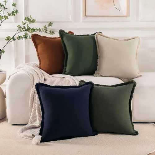 Vista 7 de NEXHOME PRO juego de 2 fundas de cojín boho de 20"x20", fundas de cojín decorativas de lino hechas a mano para sofá, sala de estar, fundas de cojín