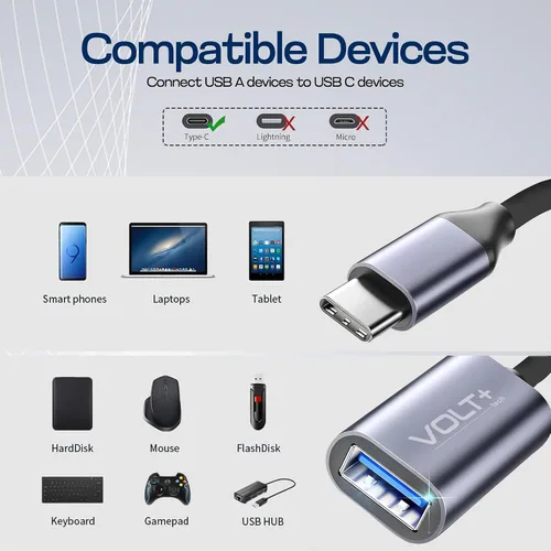 Vista 7 de OTG - Adaptador USB-C a USB 3.0 [paquete de 2] Thunderbolt 3 compatible con Apple MacBook Pro/Air iPhone 16 Pro Max/Plus/15 Samsung Galaxy