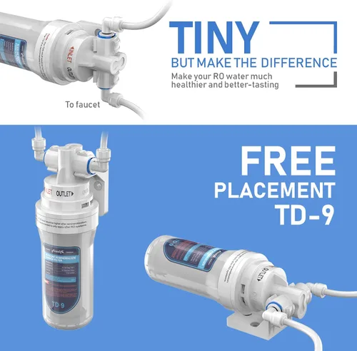 Vista 6 de Frizzlife Filtro de agua alcalino TD-9 para debajo del fregadero, filtro de poste de giro rápido para sistema de ósmosis inversa RO, reduce