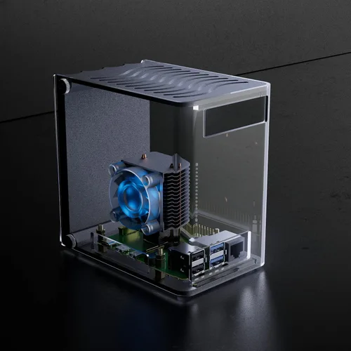 Vista 2 de Vilros Raspberry Pi Reveal - Una carcasa de escritorio compatible con Raspberry Pi estilo torre con refrigeración integrada