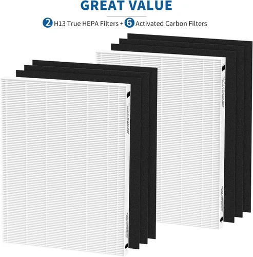 Vista 8 de Paquete de 2 filtros de repuesto para purificador de aire Aeramax 290 300 DX95 y HF-300 AP-300PH, parte # 9287201, 2 filtros principales + 6
