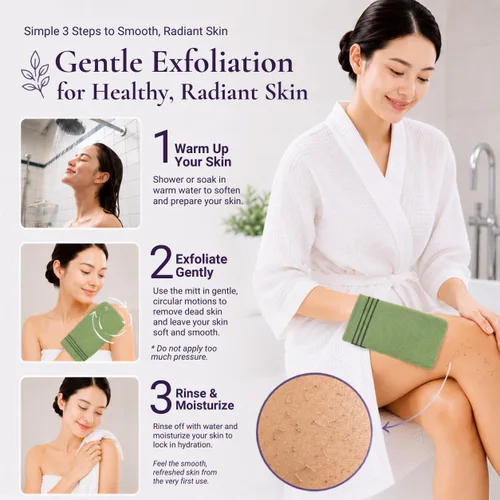 Vista 4 de Manopla exfoliante asiática coreana para baño (5, verde)