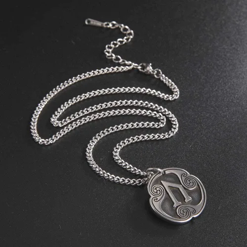Vista 6 de TEAMER Collar con colgante de amuleto de acero inoxidable de 24 runas de los vikingos nórdicos, joyería con símbolo de la suerte y la bendición