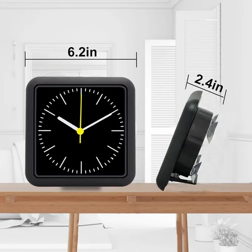 Vista 4 de Reloj de pared impermeable para baño, reloj de pared negro para interiores con ventosa, movimiento de cuarzo, marco de plástico, opción flexible
