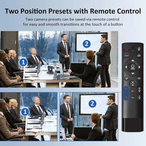 Vista 3 de NexiGo Cámara web con zoom PTZ N990 4K, sistema de cámara de videoconferencia con zoom digital 5X, sensor Sony Starvis, posición preestablecida