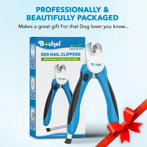 Vista 9 de Boshel Cortaúñas LED para perros grandes con sensor rápido, luz y protector de seguridad, cortador de uñas afilado y lima de mascotas