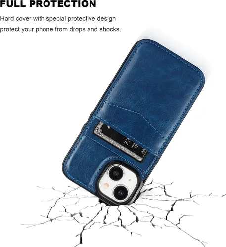 Vista 48 de KIHUWEY - Funda tipo cartera compatible con iPhone 15 con soporte para tarjetas de crédito, cierre magnético, soporte de cuero premium, cubierta