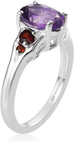 Vista 4 de SHOP LC - Anillo de amatista granate 925 de plata de ley 925, anillos de amatista roja y púrpura para mujeres, regalos de cumpleaños para mujeres