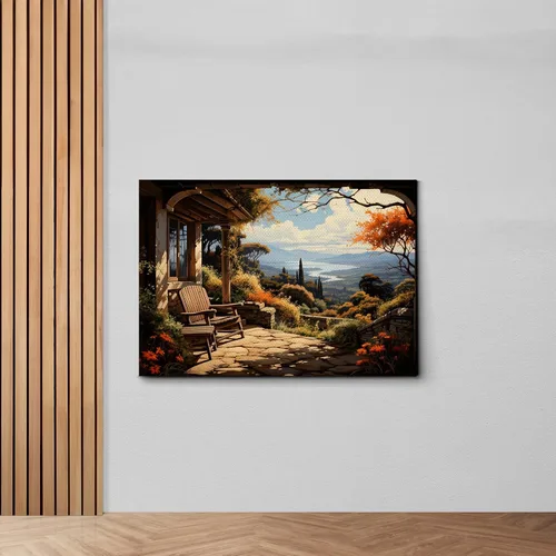 Vista 6 de Canvas Prints Wall Art oil painting rural landscape a house in the village Wall Artwork Paintings for Living Room Bedroom Office Kitchen Bathroom
