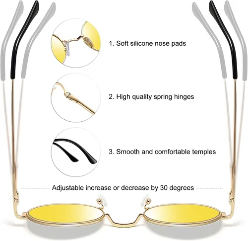 Vista 2 de Gafas de sol Joopin polarizadas estilo Lennon redondas gafas de sol estilo hippy redondas para mujer y hombre
