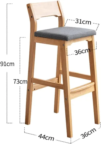 Vista 2 de Taburetes de bar de 31 pulgadas, taburetes de bar ergonómicos bien acolchados, patas de madera maciza, con reposapiés, silla de barra de esponja