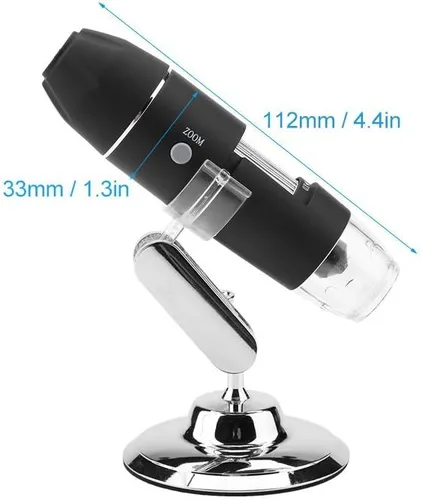 Vista 3 de Microscopio digital USB, aumento 50X-1600X con soporte